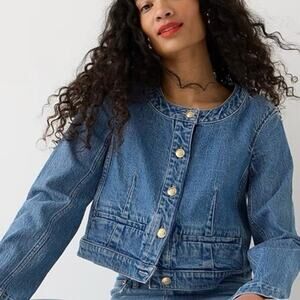 J Crew Louisa Lady Denim Jacket in Indigo Wash Size 12